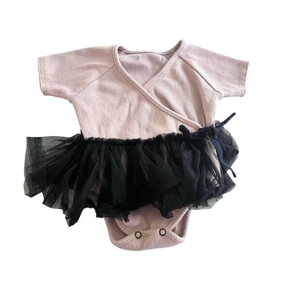 Little Creative Factory Girls Designer Blush Summer Romper Black Tulle Tutu 6M - Picture 1 of 6